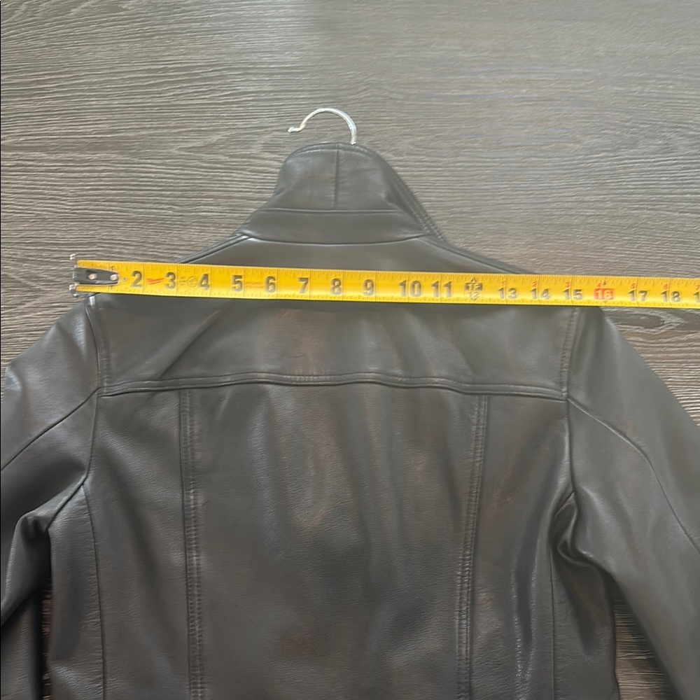 AllSaints Black Leather Cropped Biker Jacket - Picture 12 of 12